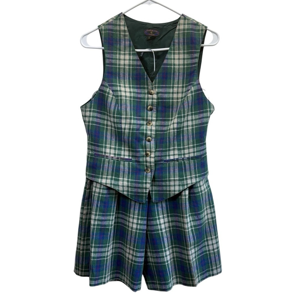 Charter ClubClassic Green Plaid Vest and Short Set. Size 6